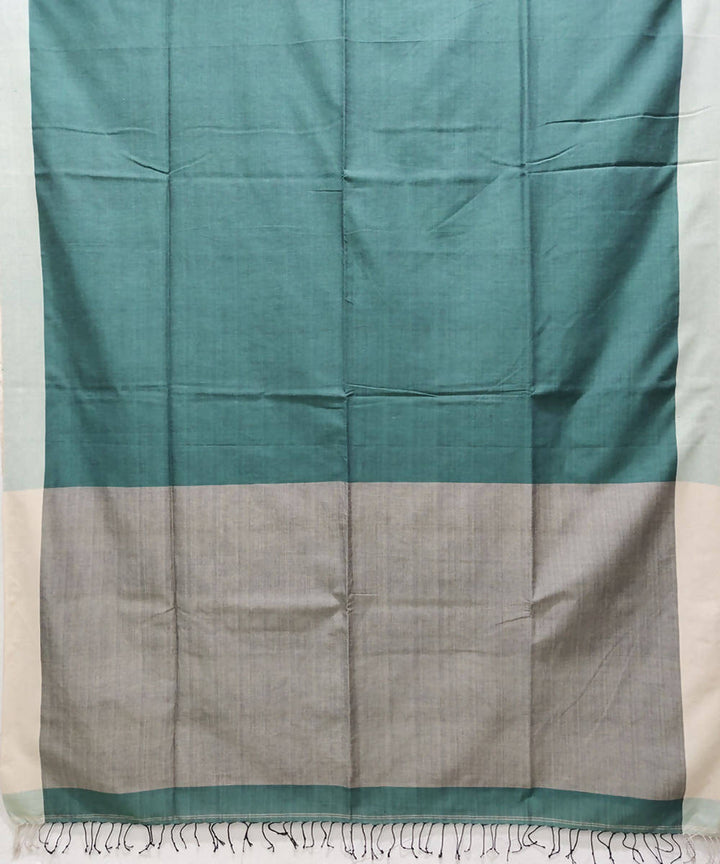 Dark green handspun handloom cotton saree