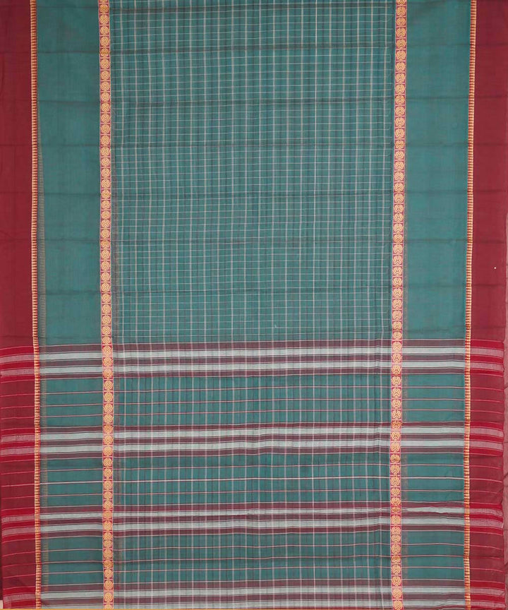 Pale cyan green handwoven cotton narayanpet saree