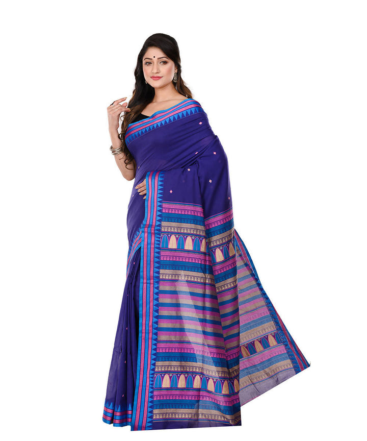 Navy Handloom Bengal Tangail Cotton Saree