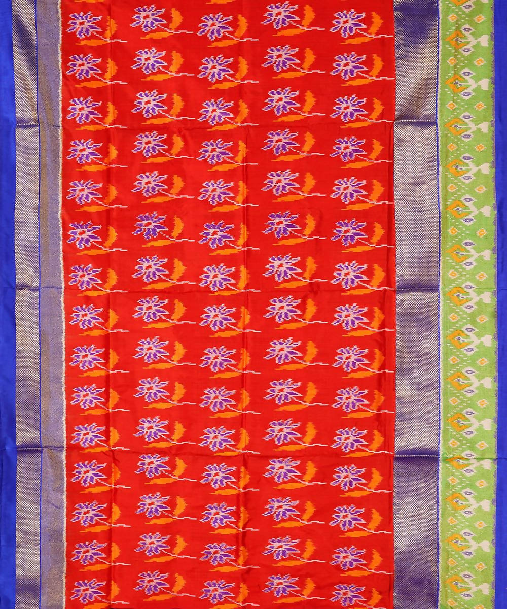 Red blue handloom silk pochampally saree