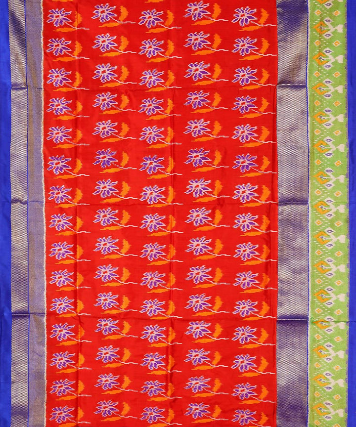 Red blue handloom silk pochampally saree