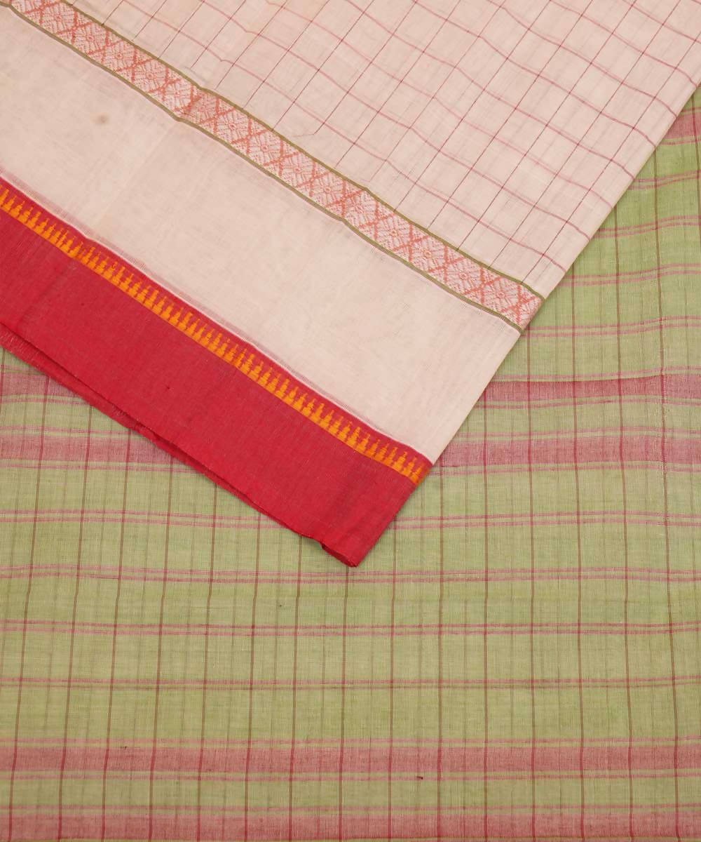 White handwoven cotton narayanpet saree
