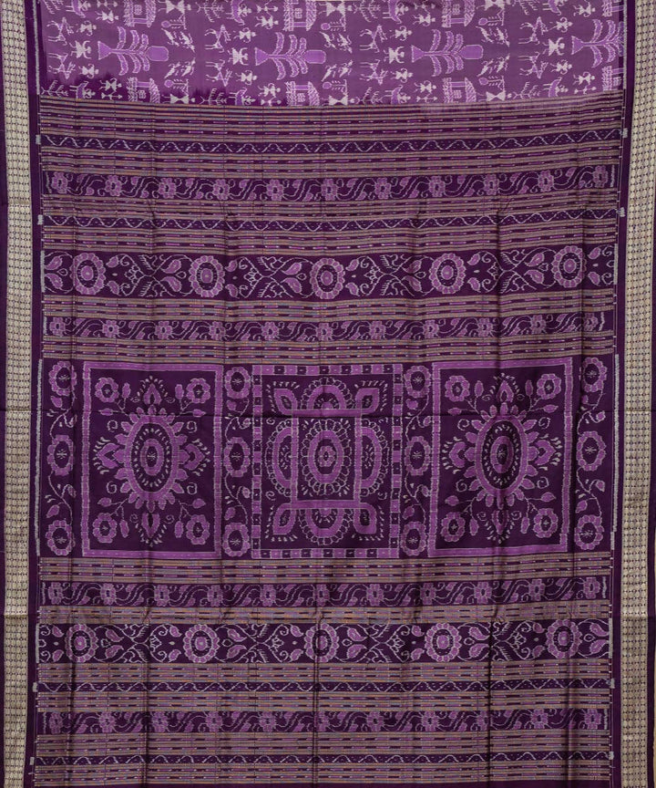 African violet bright lilac ikat silk handloom sambalpuri saree