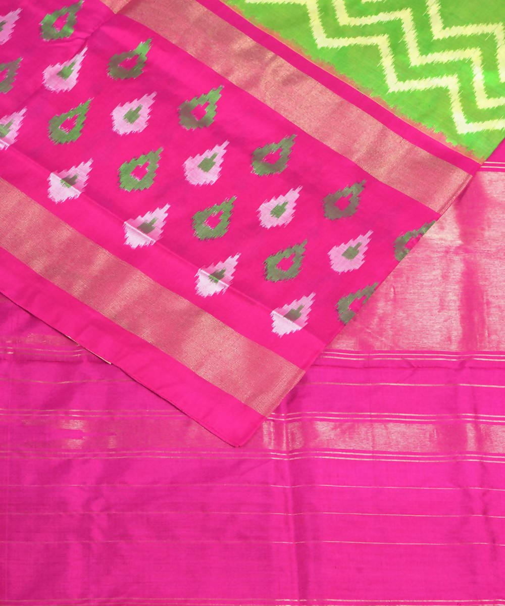 Parrot green handloom ikkat silk pochampally saree