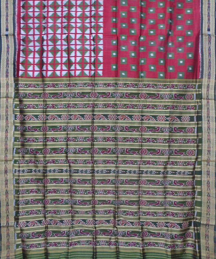 Maroon Handloom Patli Khandua Silk Saree