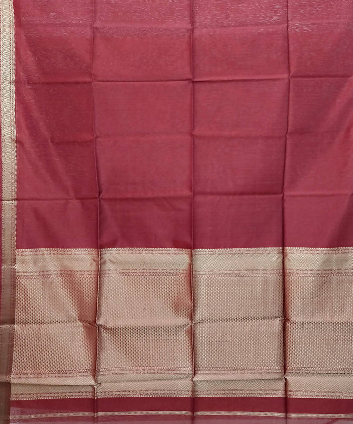 Dark red cream handwoven cotton silk maheshwari saree