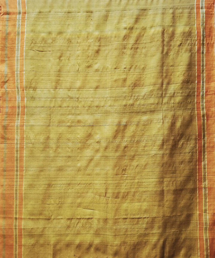 Yellow gold handwoven extra weft silk saree