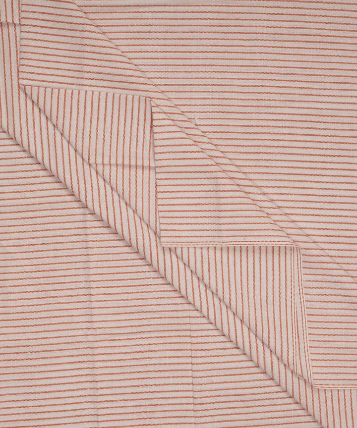 Offwhite orange stripes handspun handwoven bengal cotton fabric