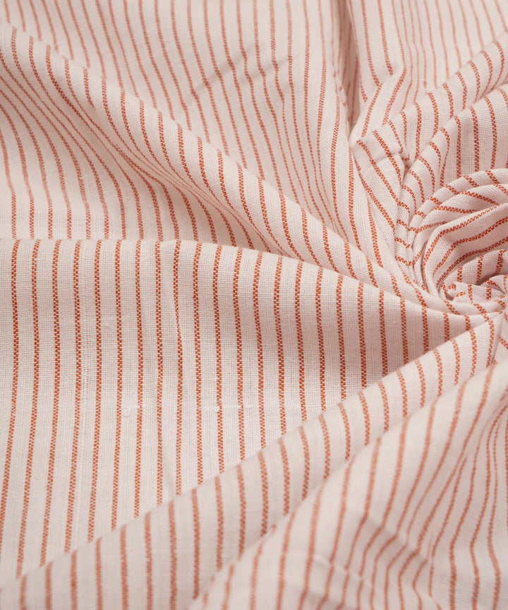 Offwhite orange stripes handspun handwoven bengal cotton fabric