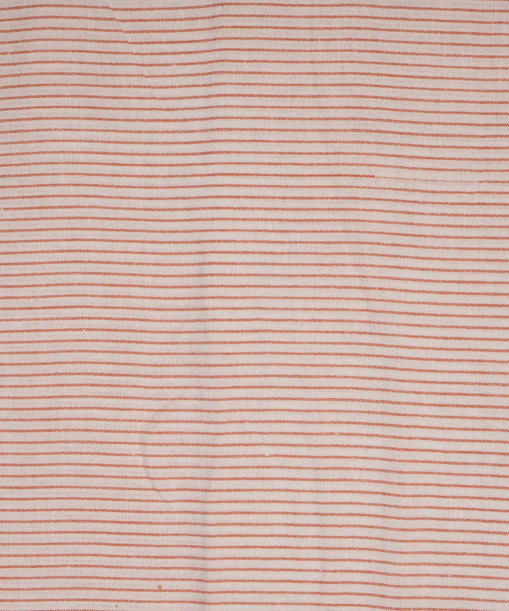 Offwhite orange stripes handspun handwoven bengal cotton fabric