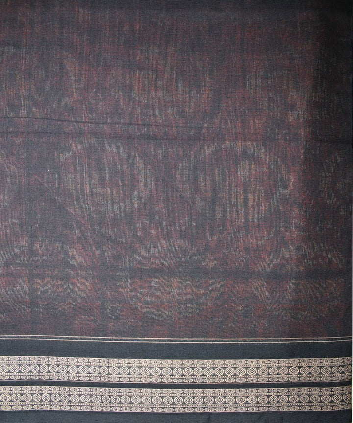 Handwoven Sambalpuri Ikat Cotton Saree in Rust and Black