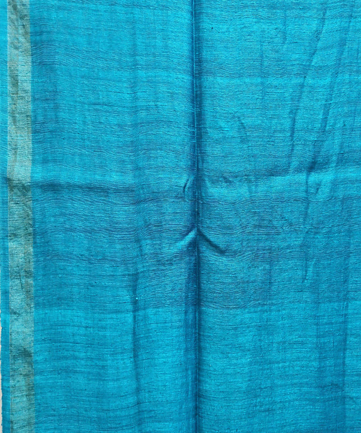 Light and dark blue handwoven matka silk jamdani saree