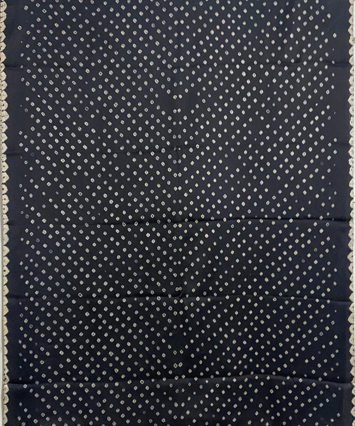 Black maroon hand printed bandhani modal silk saree