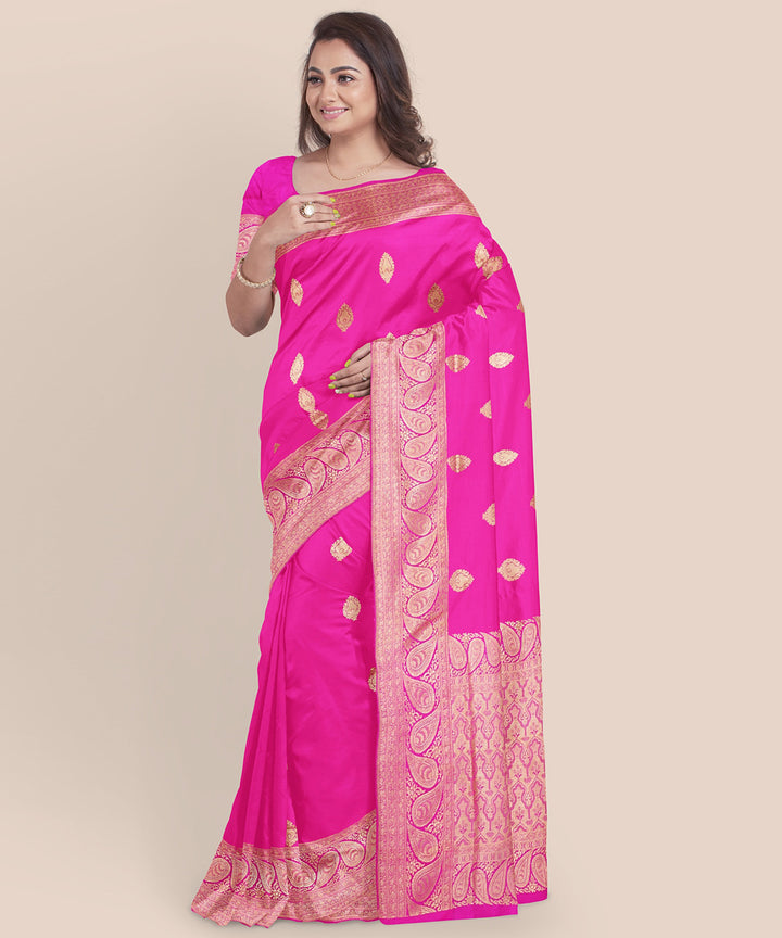 Pink silk handloom banarasi saree