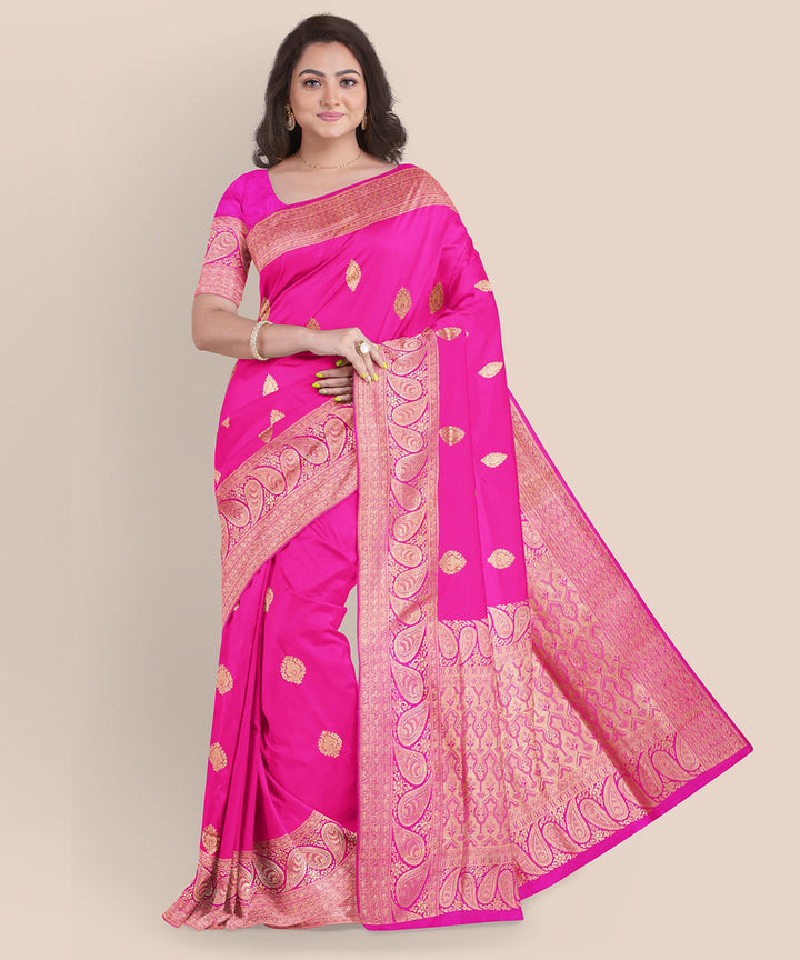 Pink silk handloom banarasi saree
