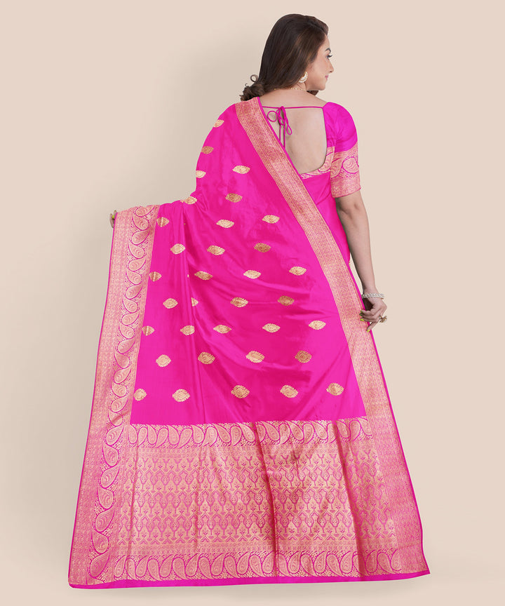 Pink silk handloom banarasi saree