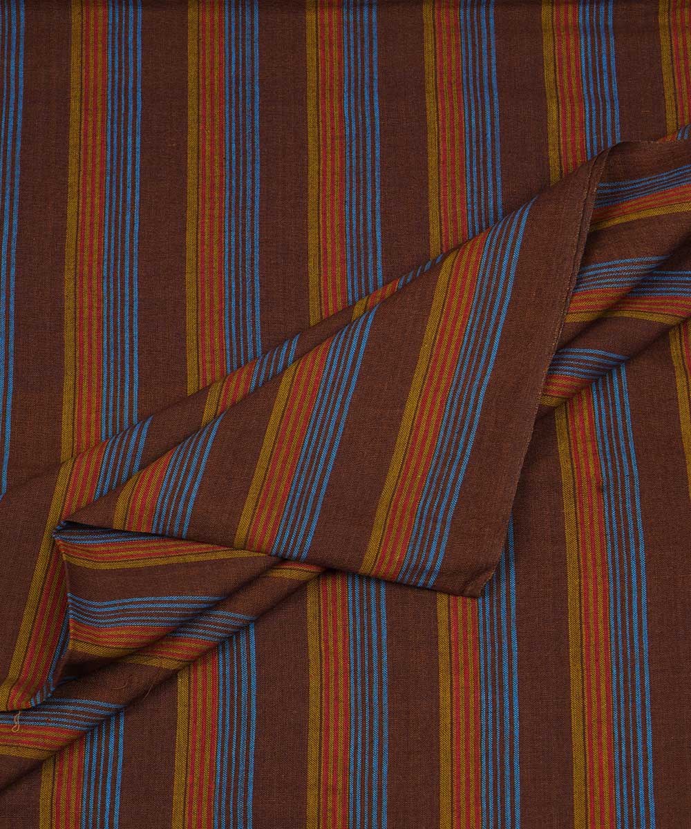 Multicolor stripe handwoven cotton fabric