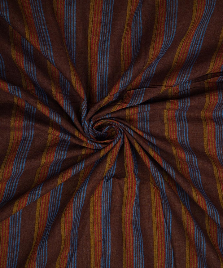 Multicolor stripe handwoven cotton fabric