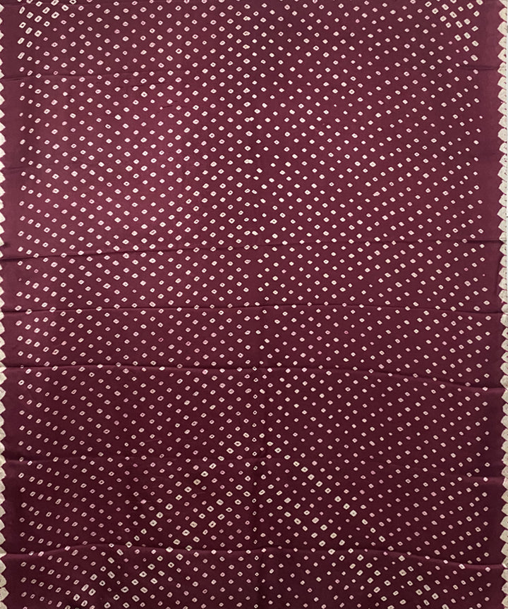 Mauve blue hand printed bandhani modal silk saree