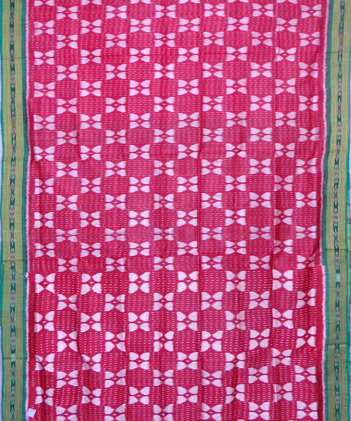 Khandua Pink Green Handloom Silk Saree