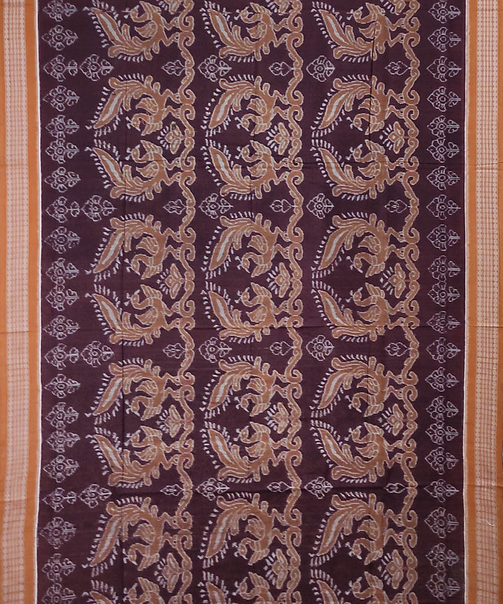 Mahogany red brown handwoven cotton sambalpuri saree