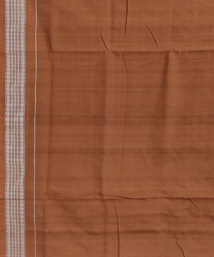 Mahogany red brown handwoven cotton sambalpuri saree