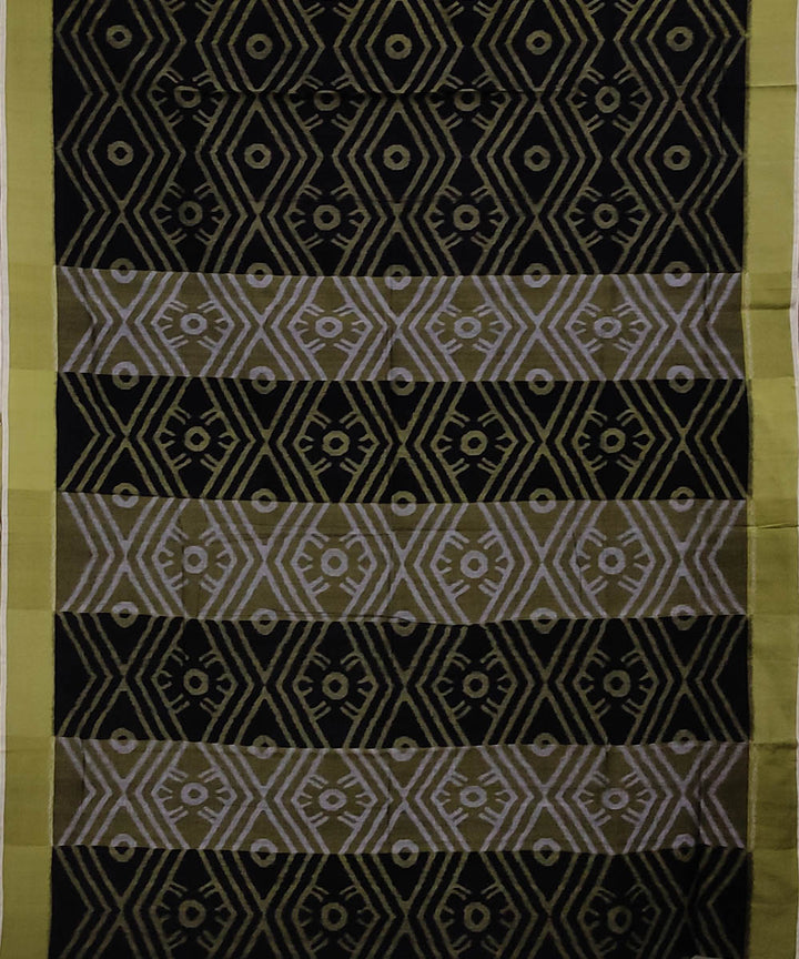 Black olive green handwoven cotton sambalpuri saree