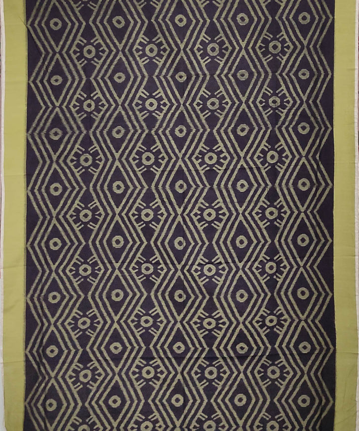 Black olive green handwoven cotton sambalpuri saree