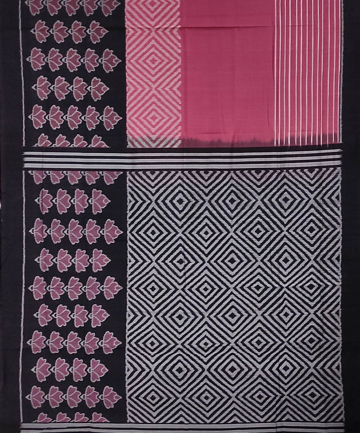 Mauve black handwoven cotton sambalpuri saree