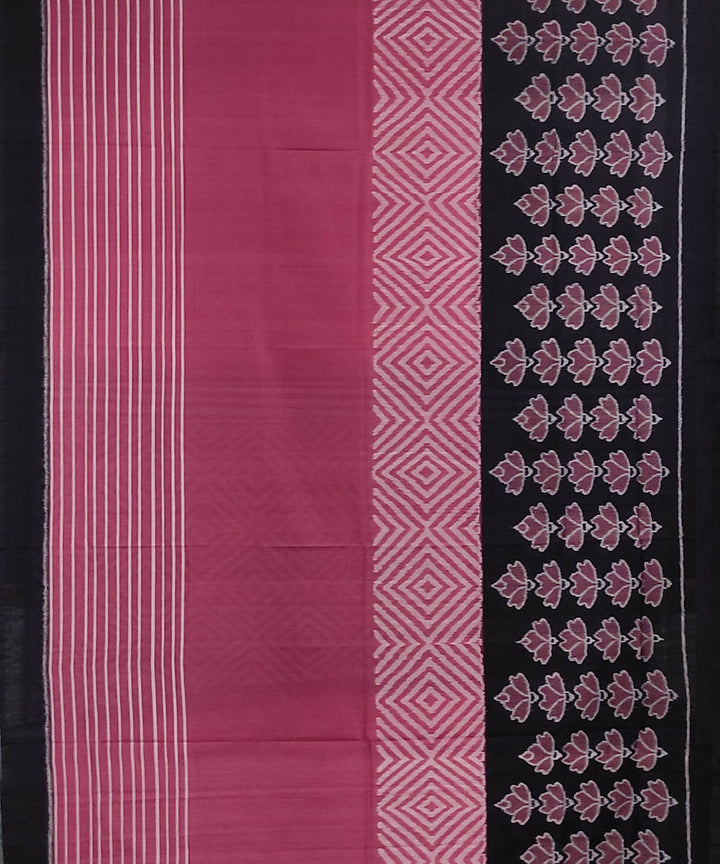 Mauve black handwoven cotton sambalpuri saree