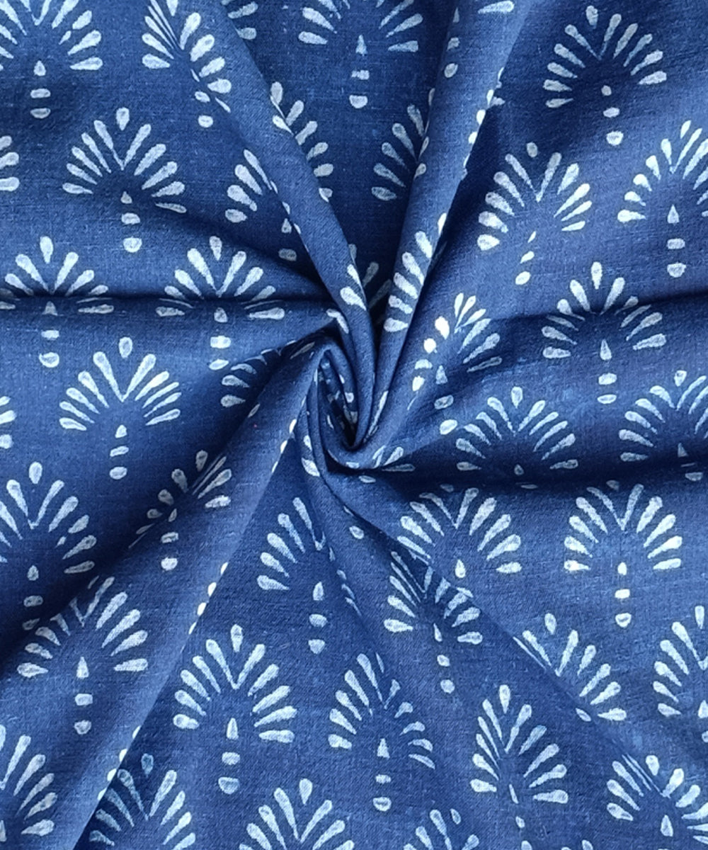 2.5m Indigo dabu print handspun hand loom cotton kurta material