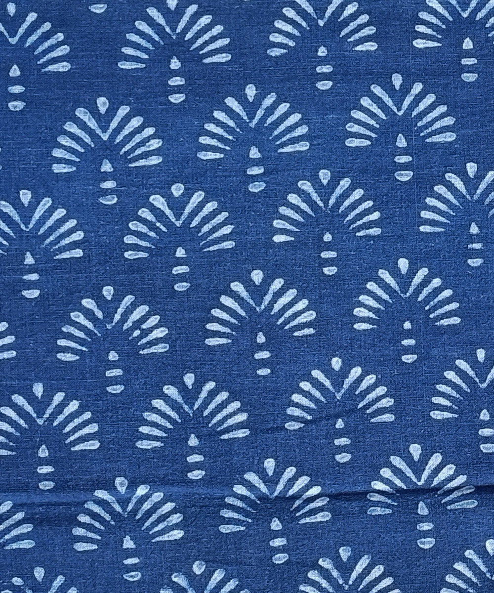 2.5m Indigo dabu print handspun hand loom cotton kurta material