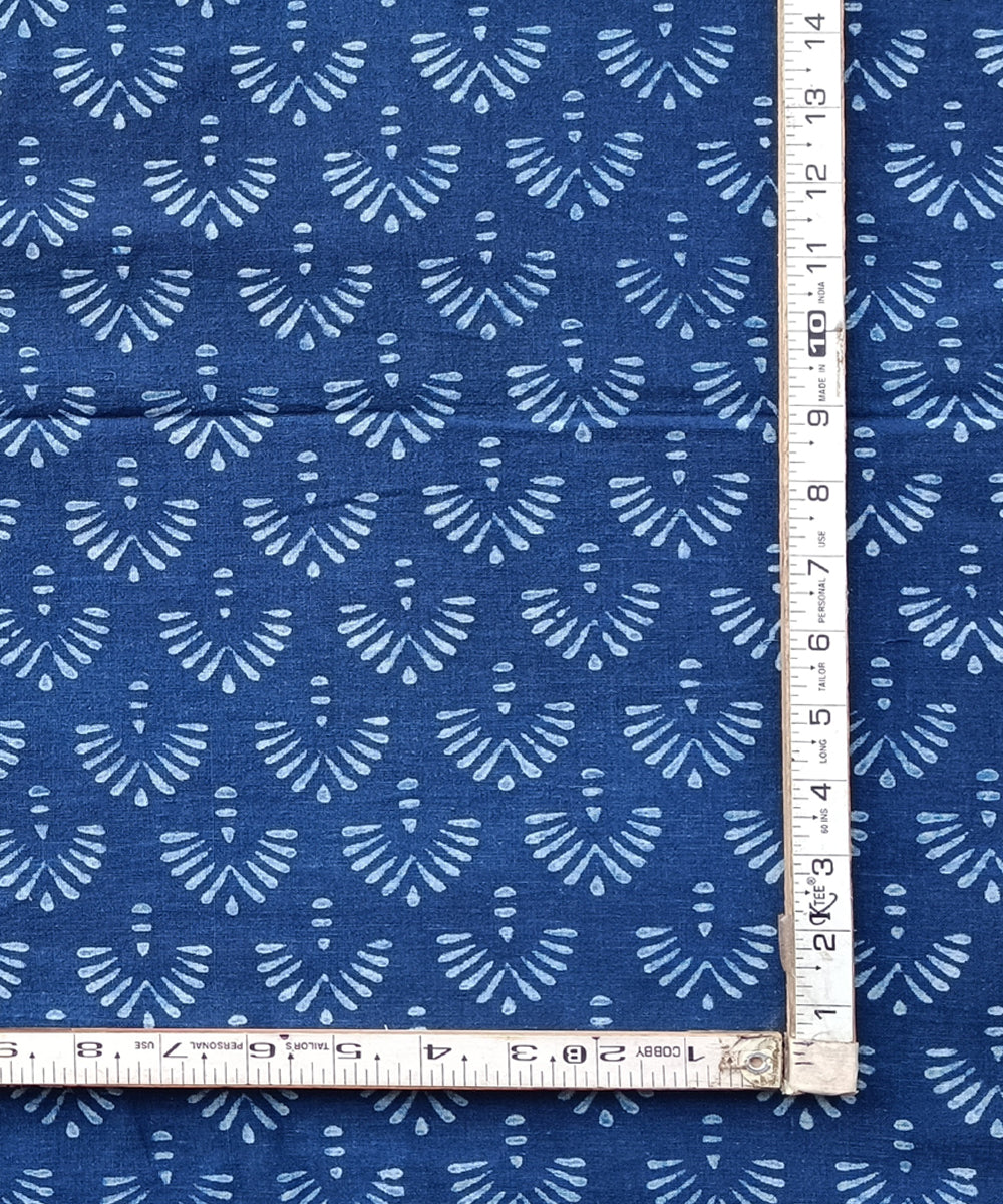 2.5m Indigo dabu print handspun hand loom cotton kurta material