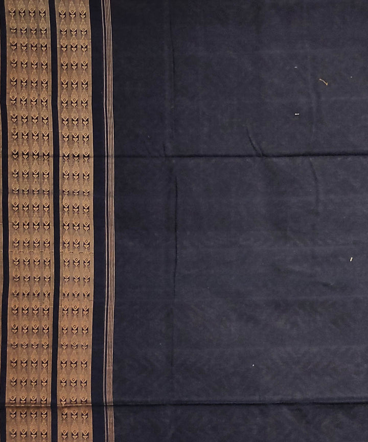 Beige black handwoven cotton sambalpuri saree