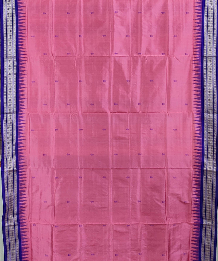 Pink blue handwoven silk bomkai saree