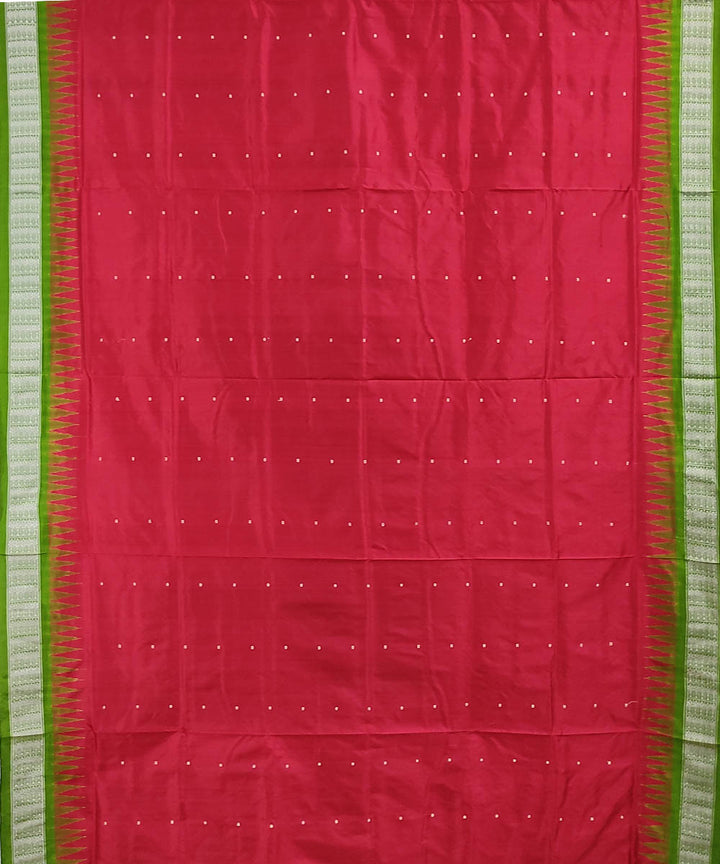 Red light green handwoven silk bomkai saree