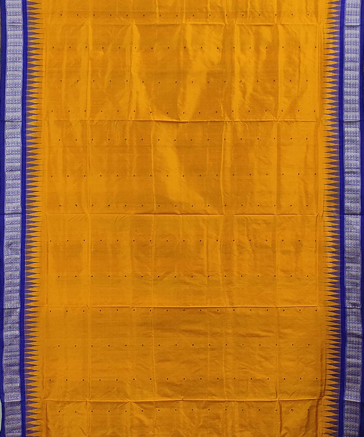 Yellow blue handwoven silk bomkai saree