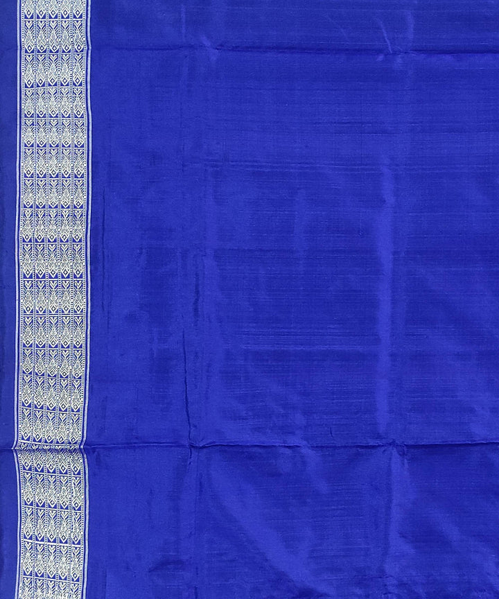 Yellow blue handwoven silk bomkai saree