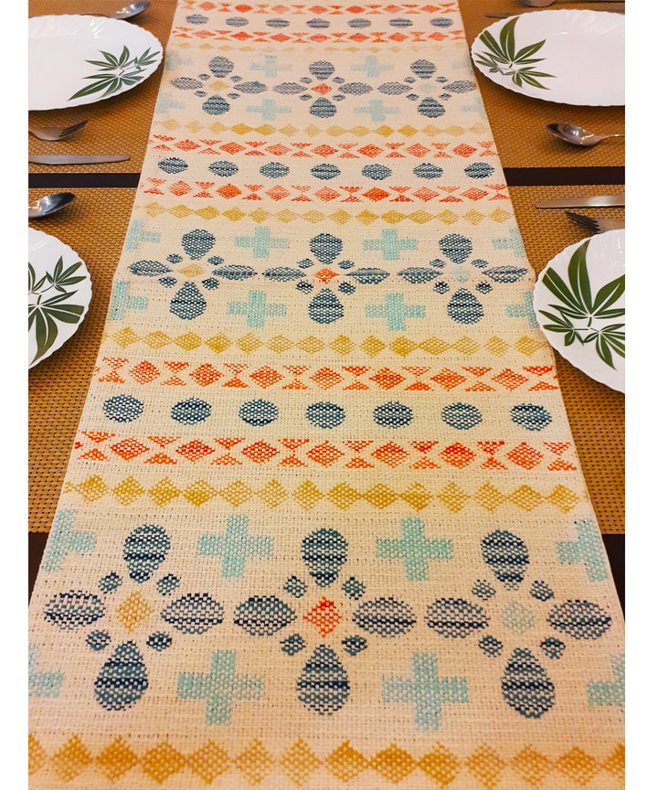 Multicolor handloom cotton table runner