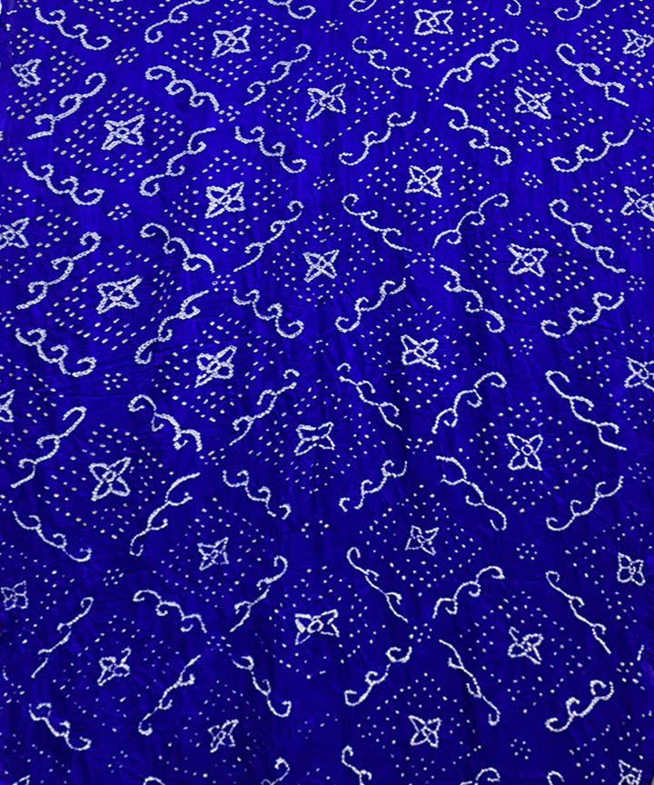 Royal blue hand printed tie dye bandhani gajji silk saree