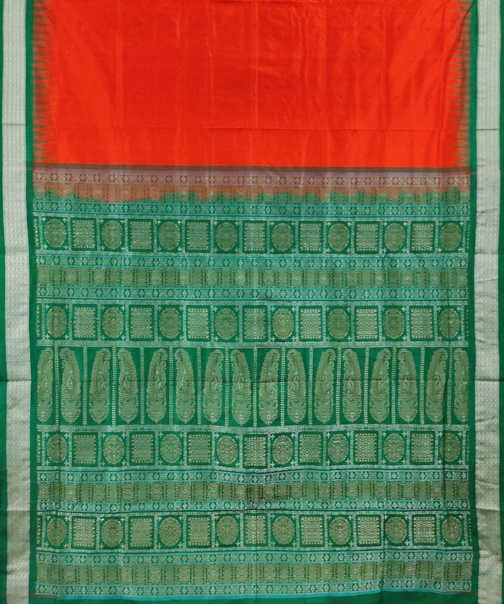 Red green handwoven silk bomkai saree