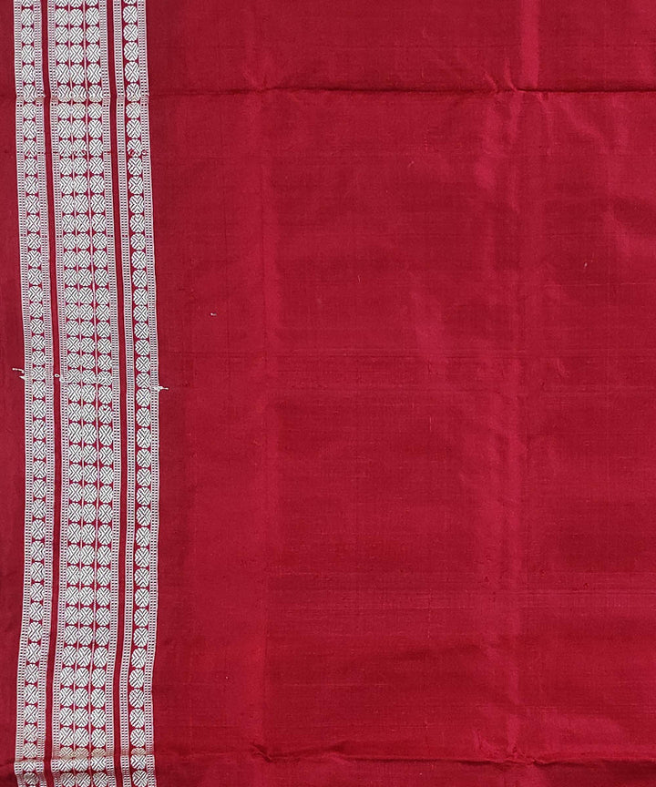 Sky blue red handwoven silk bomkai saree