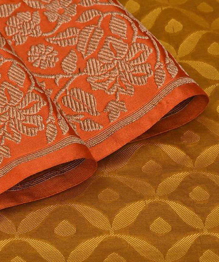 Mustard handwoven katan silk pure banarasi saree with pure zari work