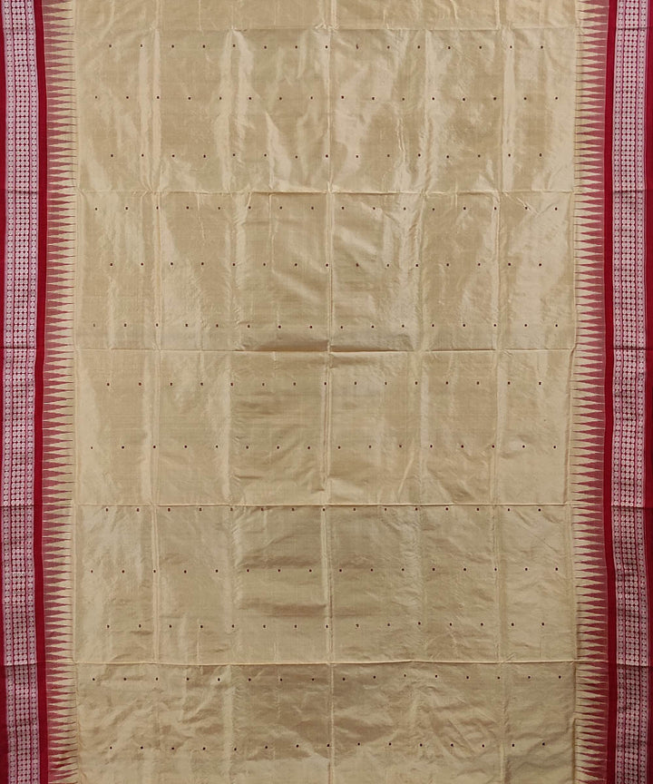 Beige red handwoven silk bomkai saree