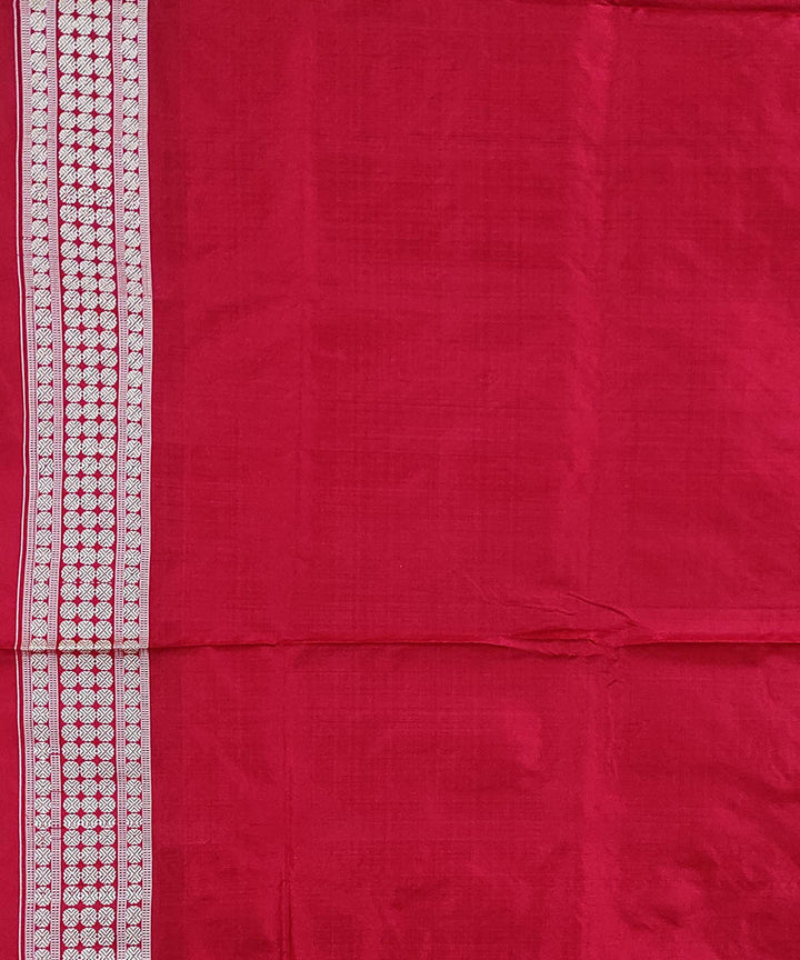 Beige red handwoven silk bomkai saree