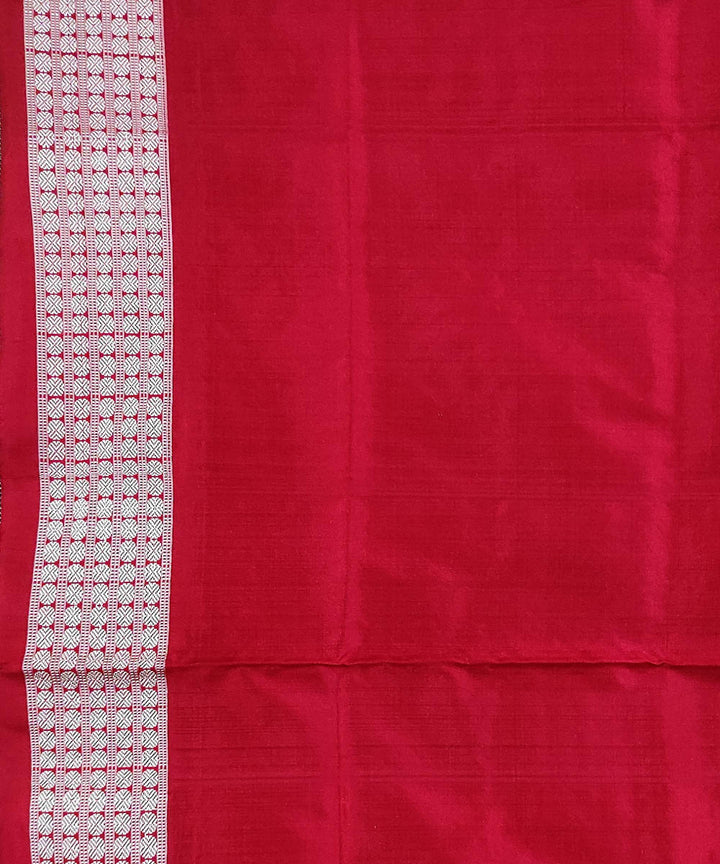 Sea green red handwoven silk bomkai saree