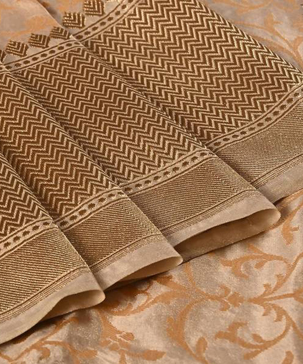 Golden handwoven katan silk pure banarasi saree with pure zari work
