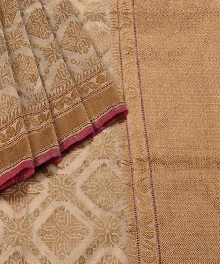 Golden handwoven katan silk pure banarasi saree with pure zari work