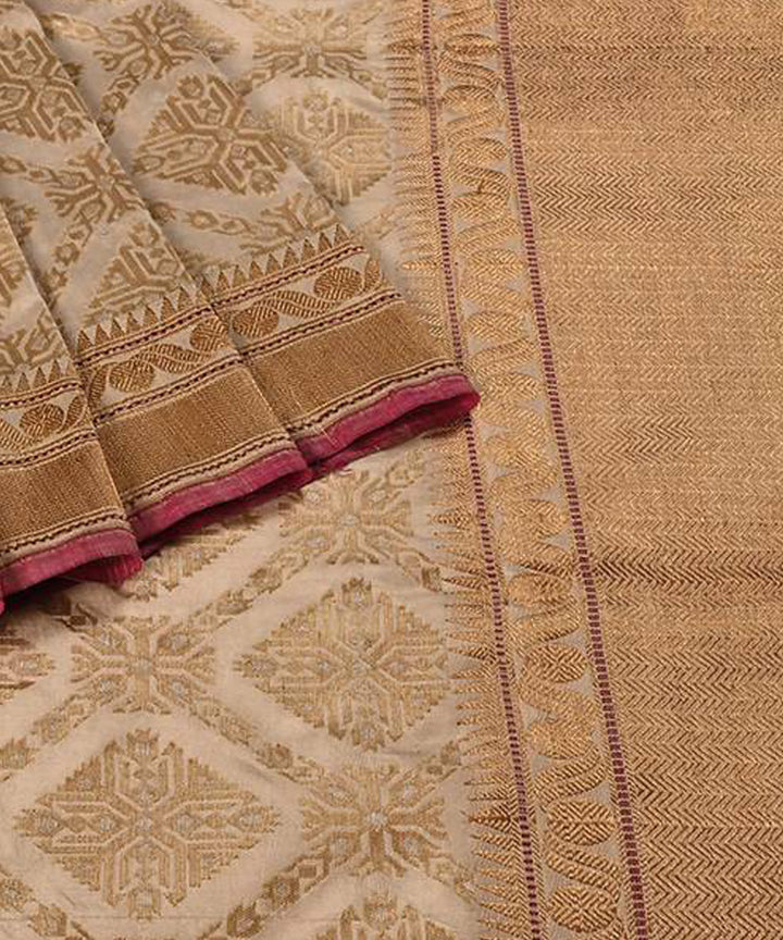 Golden handwoven katan silk pure banarasi saree with pure zari work