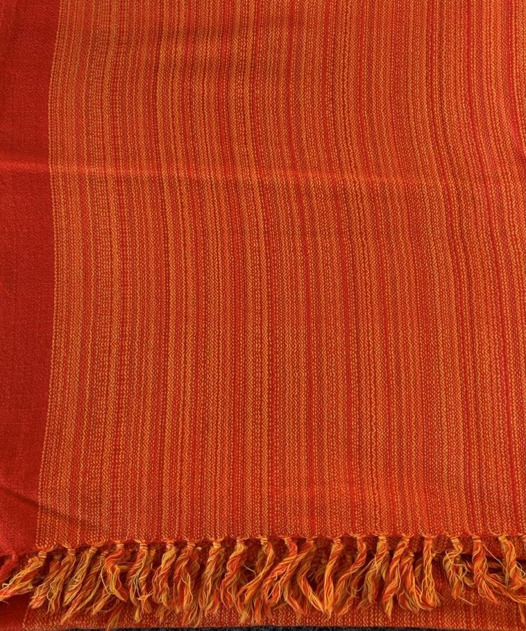 Bright orange handwoven woolen stole